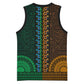 Green-gold Dashiki and Tapa Pattern Basketball Jersey Africa-Polynesia Together Culture - African Pride