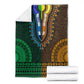 Green-gold Dashiki and Tapa Pattern Blanket Africa-Polynesia Together Culture