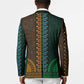 Green-gold Dashiki and Tapa Pattern Blazer Africa-Polynesia Together Culture
