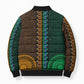Green-gold Dashiki and Tapa Pattern Bomber Puffer Jacket Africa-Polynesia Together Culture