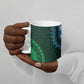 Green-gold Dashiki and Tapa Pattern Ceramic Mug Africa-Polynesia Together Culture