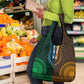 Green-gold Dashiki and Tapa Pattern Grocery Bag Africa-Polynesia Together Culture