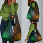 Green-gold Dashiki and Tapa Pattern Grocery Bag Africa-Polynesia Together Culture