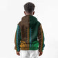 Green-gold Dashiki and Tapa Pattern Kid Hoodie Africa-Polynesia Together Culture
