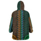 Green-gold Dashiki and Tapa Pattern Kid Wearable Blanket Hoodie Africa-Polynesia Together Culture