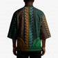 Green-gold Dashiki and Tapa Pattern Kimono Africa-Polynesia Together Culture