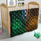 Green-gold Dashiki and Tapa Pattern Quilt Africa-Polynesia Together Culture