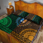 Green-gold Dashiki and Tapa Pattern Quilt Bed Set Africa-Polynesia Together Culture