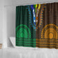 Green-gold Dashiki and Tapa Pattern Shower Curtain Africa-Polynesia Together Culture