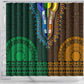 Green-gold Dashiki and Tapa Pattern Shower Curtain Africa-Polynesia Together Culture