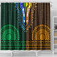 Green-gold Dashiki and Tapa Pattern Shower Curtain Africa-Polynesia Together Culture