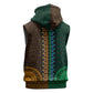 Green-gold Dashiki and Tapa Pattern Sleeveless Hoodie Africa-Polynesia Together Culture - African Pride