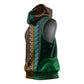 Green-gold Dashiki and Tapa Pattern Sleeveless Hoodie Africa-Polynesia Together Culture - African Pride