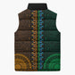Green-gold Dashiki and Tapa Pattern Sleeveless Puffer Jacket Africa-Polynesia Together Culture