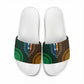 Green-gold Dashiki and Tapa Pattern Slide Sandals Africa-Polynesia Together Culture