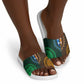 Green-gold Dashiki and Tapa Pattern Slide Sandals Africa-Polynesia Together Culture