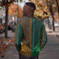 Green-gold Dashiki and Tapa Pattern Sweatshirt Africa-Polynesia Together Culture