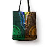 Green-gold Dashiki and Tapa Pattern Tote Bag Africa-Polynesia Together Culture