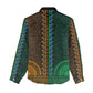Green-gold Dashiki and Tapa Pattern Women Casual Shirt Africa-Polynesia Together Culture LT9