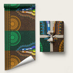 Green-gold Dashiki and Tapa Pattern Wrapping Paper Africa and Polynesia Together Culture - African Pride