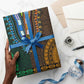 Green-gold Dashiki and Tapa Pattern Wrapping Paper Africa and Polynesia Together Culture - African Pride