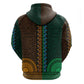 Green-gold Dashiki and Tapa Pattern Zip Hoodie Africa-Polynesia Together Culture