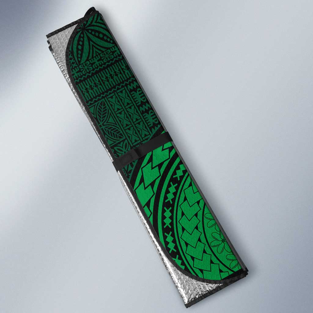 Green-red Dashiki and Tapa Pattern Auto Sun Shade Africa-Polynesia Together Culture