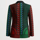 Green-red Dashiki and Tapa Pattern Blazer Africa-Polynesia Together Culture