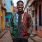 Green-red Dashiki and Tapa Pattern Bomber Jacket Africa-Polynesia Together Culture