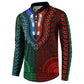 Green-red Dashiki and Tapa Pattern Button Sweatshirt Africa-Polynesia Together Culture