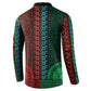 Green-red Dashiki and Tapa Pattern Button Sweatshirt Africa-Polynesia Together Culture