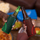 Green-red Dashiki and Tapa Pattern 4 in 1 Can Cooler Tumbler Africa-Polynesia Together Culture