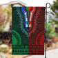 Green-red Dashiki and Tapa Pattern Garden Flag Africa-Polynesia Together Culture