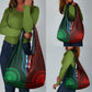 Green-red Dashiki and Tapa Pattern Grocery Bag Africa-Polynesia Together Culture