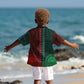 Green-red Dashiki and Tapa Pattern Kid Hawaiian Shirt Africa-Polynesia Together Culture