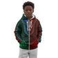 Green-red Dashiki and Tapa Pattern Kid Hoodie Africa-Polynesia Together Culture