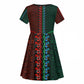 Green-red Dashiki and Tapa Pattern Kid Short Sleeve Dress Africa-Polynesia Together Culture