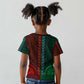 Green-red Dashiki and Tapa Pattern Kid T shirt Africa-Polynesia Together Culture