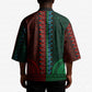 Green-red Dashiki and Tapa Pattern Kimono Africa-Polynesia Together Culture