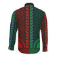 Green-red Dashiki and Tapa Pattern Long Sleeve Button Shirt Africa-Polynesia Together Culture