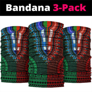 Green-red Dashiki and Tapa Pattern Neck Gaiter Africa-Polynesia Together Culture LT9