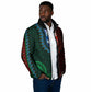 Green-red Dashiki and Tapa Pattern Padded Jacket Africa-Polynesia Together Culture