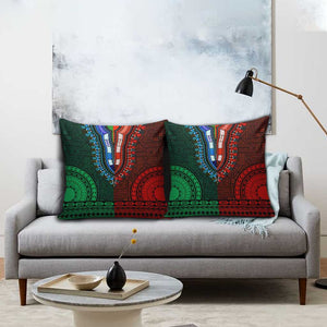Green-red Dashiki and Tapa Pattern Pillow Cover Africa-Polynesia Together Culture