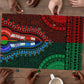Green-red Dashiki and Tapa Pattern Puzzle Africa-Polynesia Together Culture