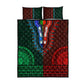 Green-red Dashiki and Tapa Pattern Quilt Bed Set Africa-Polynesia Together Culture