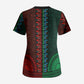 Green-red Dashiki and Tapa Pattern Scrub Top Africa-Polynesia Together Culture