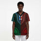 Green-red Dashiki and Tapa Pattern Scrub Top Africa-Polynesia Together Culture