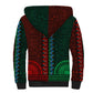 Green-red Dashiki and Tapa Pattern Sherpa Hoodie Africa-Polynesia Together Culture