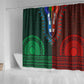 Green-red Dashiki and Tapa Pattern Shower Curtain Africa-Polynesia Together Culture