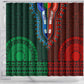 Green-red Dashiki and Tapa Pattern Shower Curtain Africa-Polynesia Together Culture